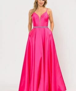 Prom Long Spaghetti Strap Dress With Deep Neckline By Poly USA 8672 37 Prom Long Spaghetti Strap Dress With Deep Neckline By Poly USA 8672