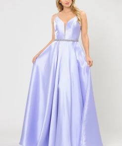 Prom Long Spaghetti Strap Dress With Deep Neckline By Poly USA 8672 46 Prom Long Spaghetti Strap Dress With Deep Neckline By Poly USA 8672