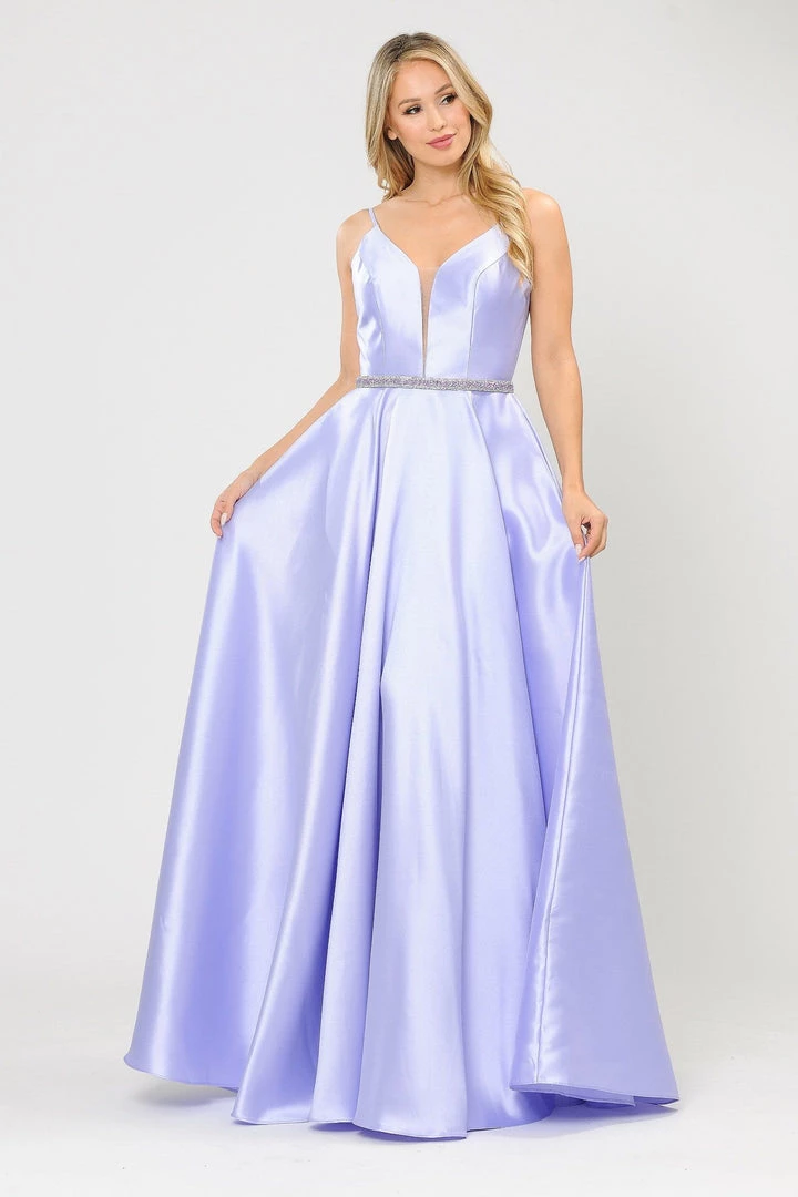 Prom Long Spaghetti Strap Dress With Deep Neckline By Poly USA 8672 20 Prom Long Spaghetti Strap Dress With Deep Neckline By Poly USA 8672