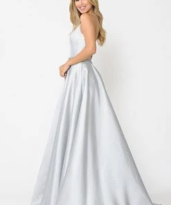 Prom Long Square Neck Dress With Corset Back By Poly USA 8684