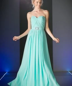 Long Strapless Chiffon Dress By Cinderella Divine C7460
