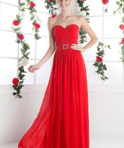 Long Strapless Chiffon Dress By Cinderella Divine C7460