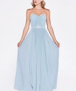 Long Strapless Chiffon Dress By Cinderella Divine C7460