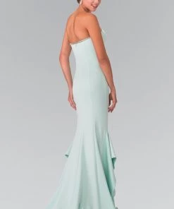 Long Strapless Dress With Beaded Accents By Elizabeth K GL2305 Prom