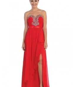 Starbox Long Strapless Dress With Beaded Sweetheart Bodice By Star Box 6078