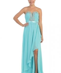Starbox Long Strapless Dress With Beaded Sweetheart Bodice By Star Box 6078