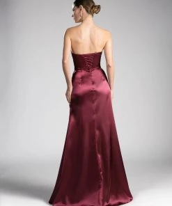 Long Satin Sheath Dress By Cinderella Divine CF290 Prom