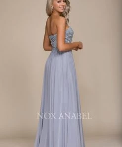 Long Strapless Dress With Corset Back By Nox Anabel B045 Prom