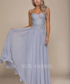 Long Strapless Dress With Corset Back By Nox Anabel B045 Prom