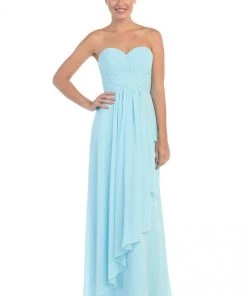Starbox Long Strapless Dress With Pleated Bodice By Star Box 6074