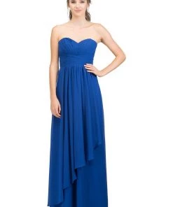 Starbox Long Strapless Dress With Pleated Bodice By Star Box 6074