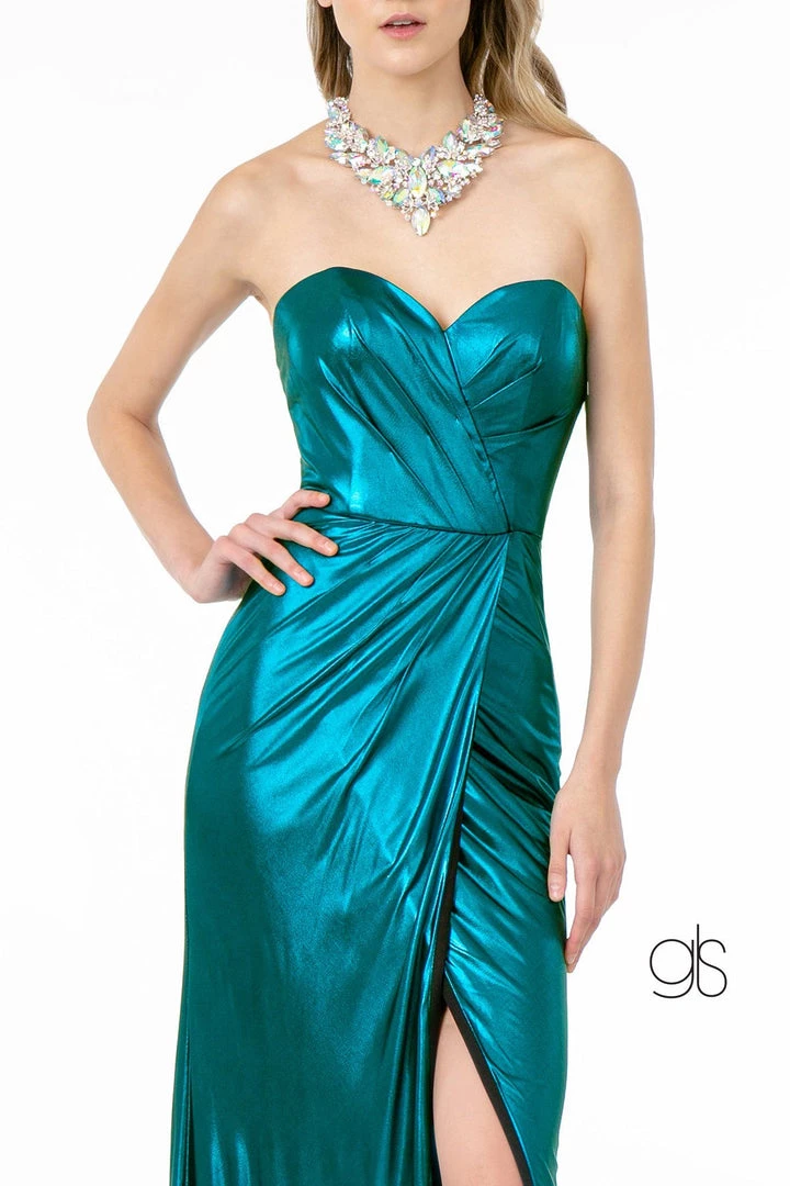 Long Strapless Faux Wrap Metallic Dress By Elizabeth K GL2894 Prom 5 Long Strapless Faux Wrap Metallic Dress By Elizabeth K GL2894 Prom
