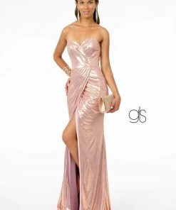 Long Strapless Faux Wrap Metallic Dress By Elizabeth K GL2894 Prom 17 Long Strapless Faux Wrap Metallic Dress By Elizabeth K GL2894 Prom