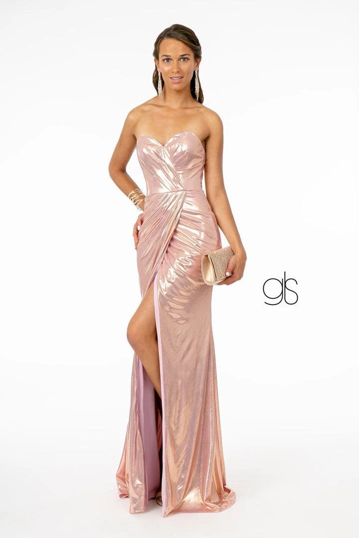 Long Strapless Faux Wrap Metallic Dress By Elizabeth K GL2894 Prom 7 Long Strapless Faux Wrap Metallic Dress By Elizabeth K GL2894 Prom