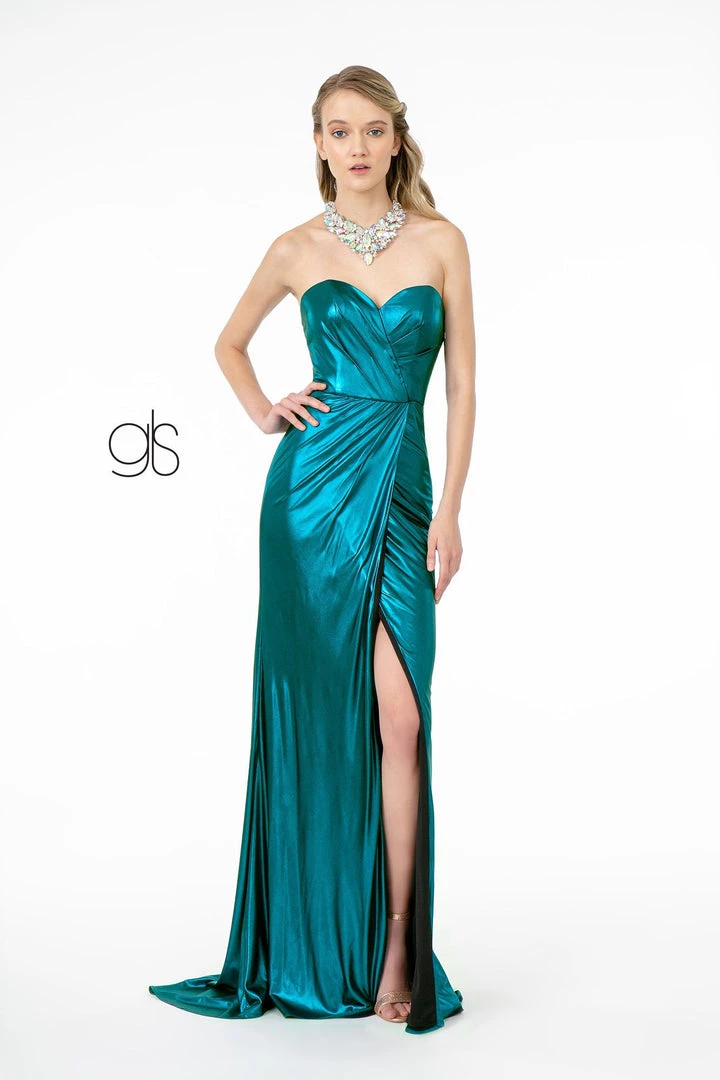 Long Strapless Faux Wrap Metallic Dress By Elizabeth K GL2894 Prom 3 Long Strapless Faux Wrap Metallic Dress By Elizabeth K GL2894 Prom