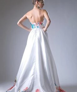 Prom Long Strapless Floral Print Dress By Cinderella Divine 71375