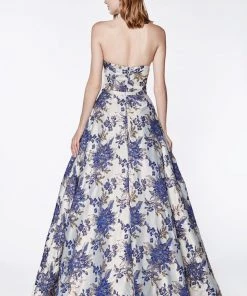 Long Strapless Floral Print Dress By Cinderella Divine CS026 Prom