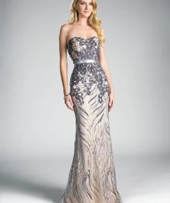 Sequin Long Strapless Fitted Dress By Cinderella Divine CD0112