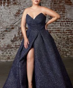 Long Strapless Glitter Dress By Cinderella Divine CB045