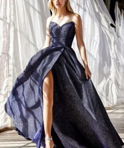 Long Strapless Glitter Dress By Cinderella Divine CB045
