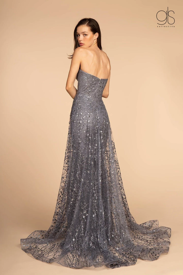 Long Strapless Glitter Print Dress By Elizabeth K GL2587 4 Long Strapless Glitter Print Dress By Elizabeth K GL2587