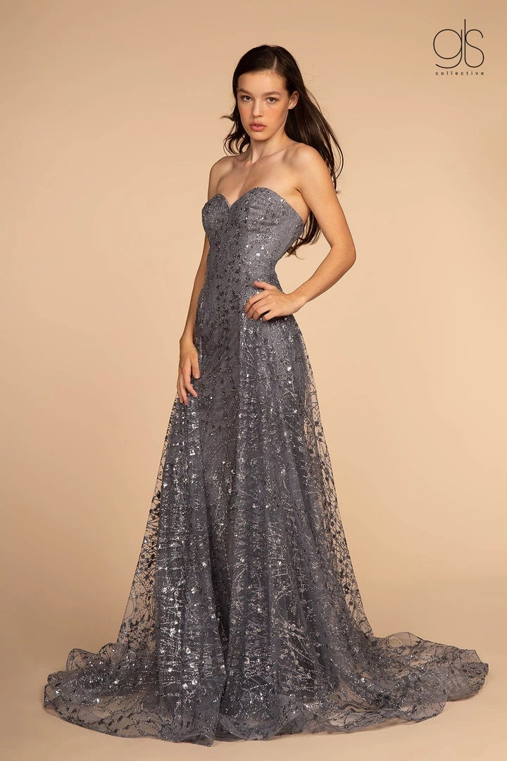 Long Strapless Glitter Print Dress By Elizabeth K GL2587 3 Long Strapless Glitter Print Dress By Elizabeth K GL2587