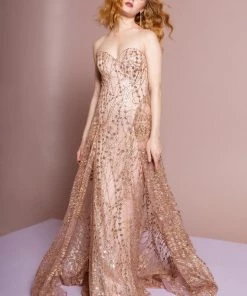 Long Strapless Glitter Print Dress By Elizabeth K GL2587 14 Long Strapless Glitter Print Dress By Elizabeth K GL2587