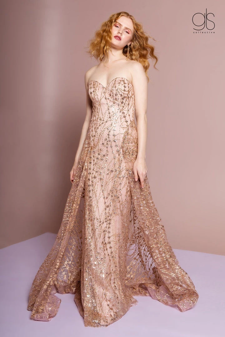 Long Strapless Glitter Print Dress By Elizabeth K GL2587 7 Long Strapless Glitter Print Dress By Elizabeth K GL2587