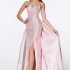 Prom Long Strapless Metallic Dress By Cinderella Divine CR834