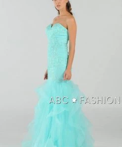 Prom Long Strapless Mermaid Dress With Ruffled Skirt By Poly USA 8198
