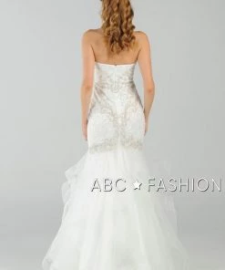 Prom Long Strapless Mermaid Dress With Ruffled Skirt By Poly USA 8198