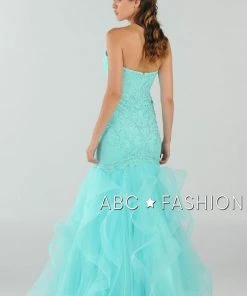 Prom Long Strapless Mermaid Dress With Ruffled Skirt By Poly USA 8198