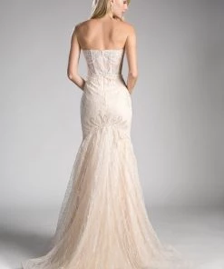 Strapless Mermaid Lace Dress By Cinderella Divine KC19010