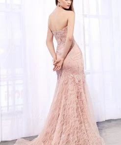 Strapless Mermaid Lace Dress By Cinderella Divine KC19010