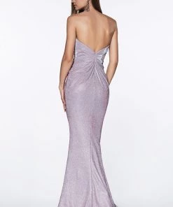 Long Strapless Metallic Glitter Dress By Cinderella Divine CE0019 Prom
