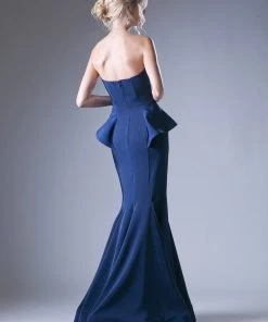Long Strapless Peplum Dress By Cinderella Divine A9003