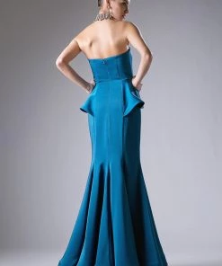 Long Strapless Peplum Dress By Cinderella Divine A9003