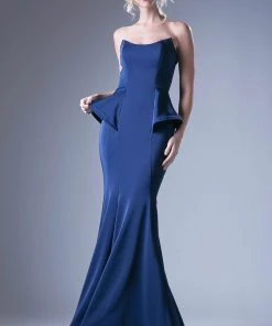Long Strapless Peplum Dress By Cinderella Divine A9003