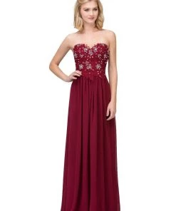 Starbox Prom Long Strapless Sweetheart Dress With Beaded Appliques By Star Box 6197
