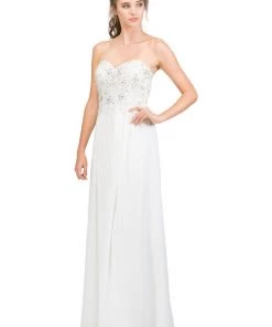 Starbox Prom Long Strapless Sweetheart Dress With Beaded Appliques By Star Box 6197