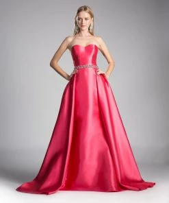 Prom Long Strapless Mikado Dress By Cinderella Divine 455