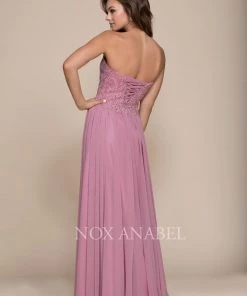 Long Strapless Dress With Corset Back By Nox Anabel B045 Prom