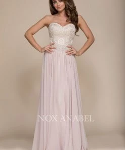 Long Strapless Dress With Corset Back By Nox Anabel B045 Prom