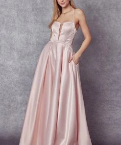 Prom Long Strappy Back Satin Dress By Juliet 687