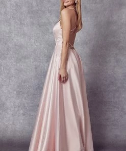 Prom Long Strappy Back Satin Dress By Juliet 687