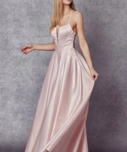 Prom Long Strappy Back Satin Dress By Juliet 687