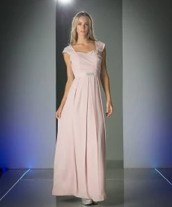 Long Sweetheart Cap Sleeve Dress By Cinderella Divine 3948 Prom