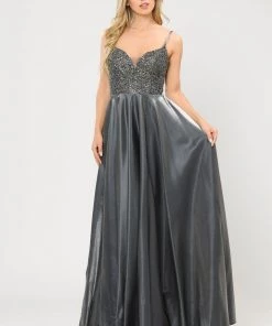 Prom Long Sweetheart Dress With Beaded Bodice By Poly USA 8674