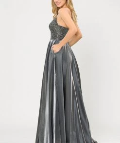 Prom Long Sweetheart Dress With Beaded Bodice By Poly USA 8674