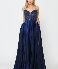 Prom Long Sweetheart Dress With Beaded Bodice By Poly USA 8674